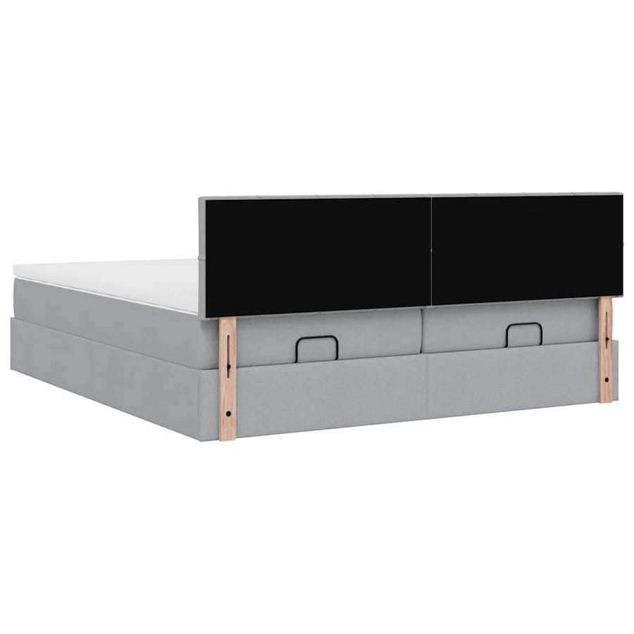 Ottoman bed met matrassen en LED's 160x200cm stof lichtgrijs