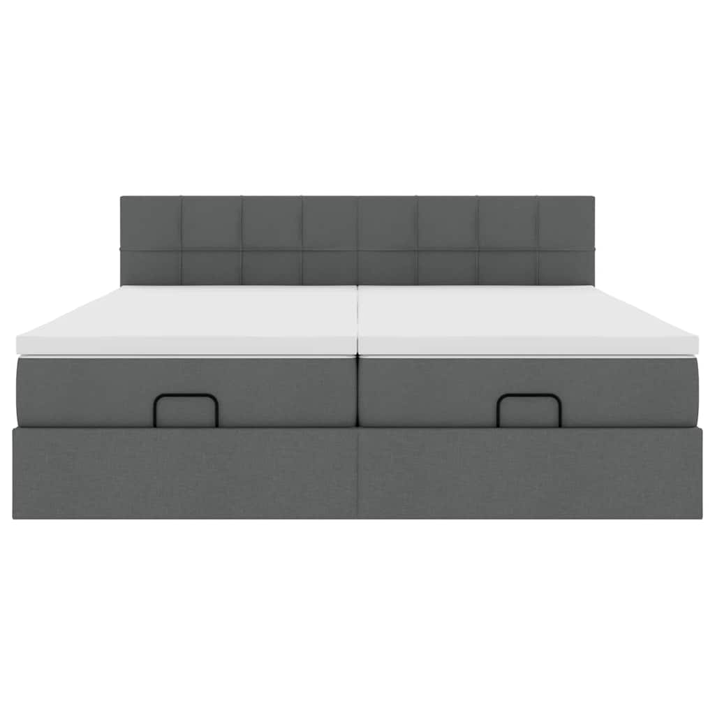 Ottoman bed met matrassen en LED's 160x200cm stof donkergrijs