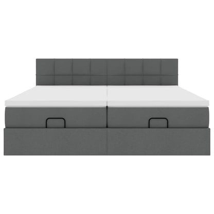 Ottoman bed met matrassen en LED's 160x200cm stof donkergrijs