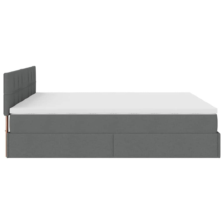 Ottoman bed met matrassen en LED's 160x200cm stof donkergrijs
