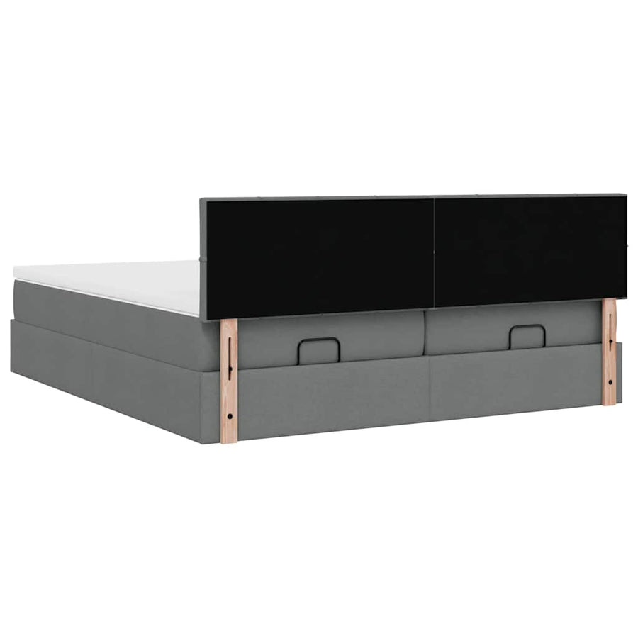 Ottoman bed met matrassen en LED's 160x200cm stof donkergrijs