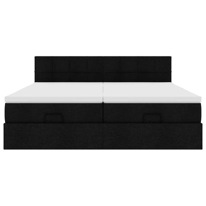Ottoman bed met matrassen en LED's 160x200cm stof zwart