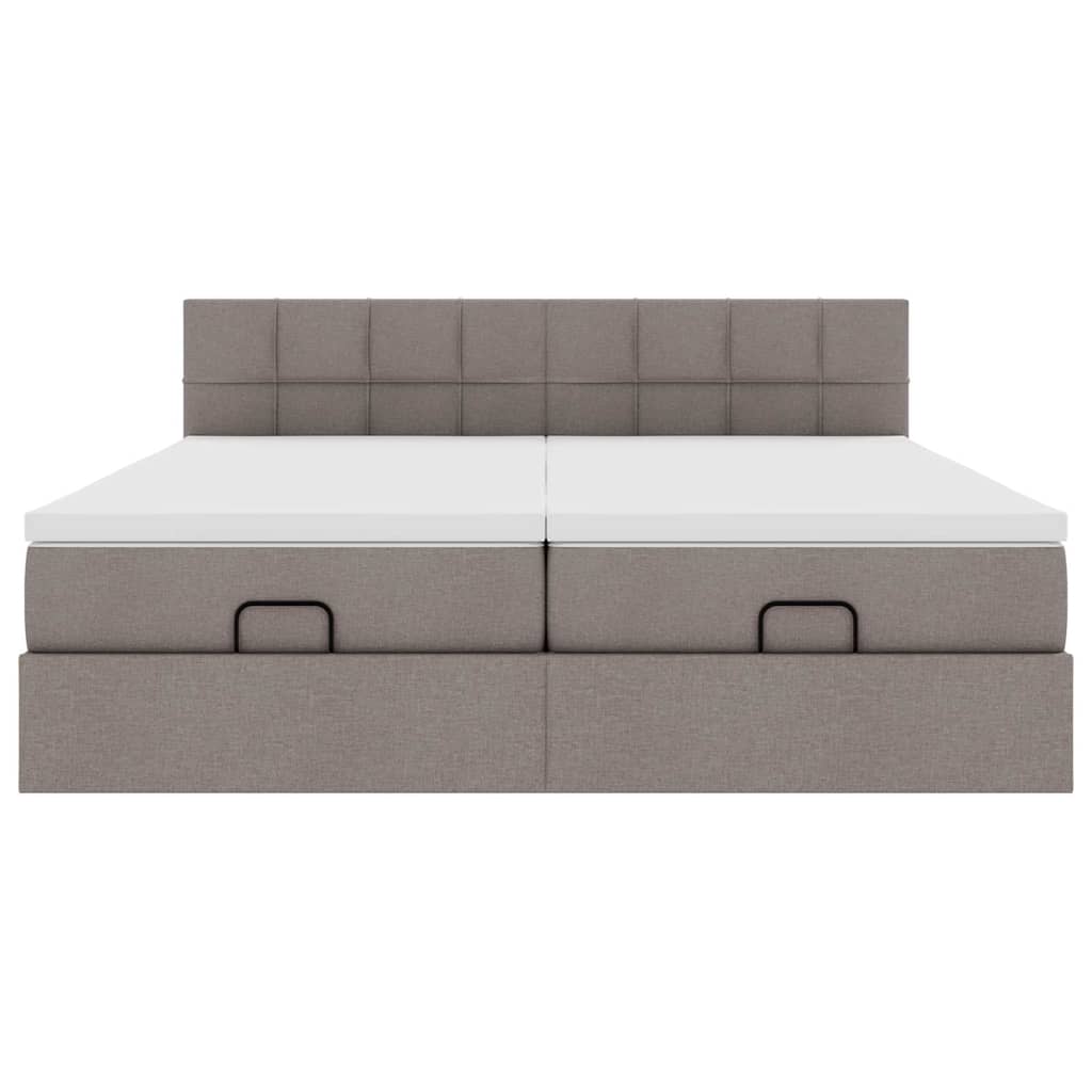 Ottoman bed met matrassen en LED's 160x200cm stof taupe