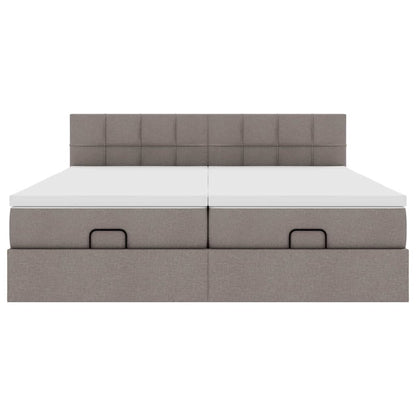 Ottoman bed met matrassen en LED's 160x200cm stof taupe