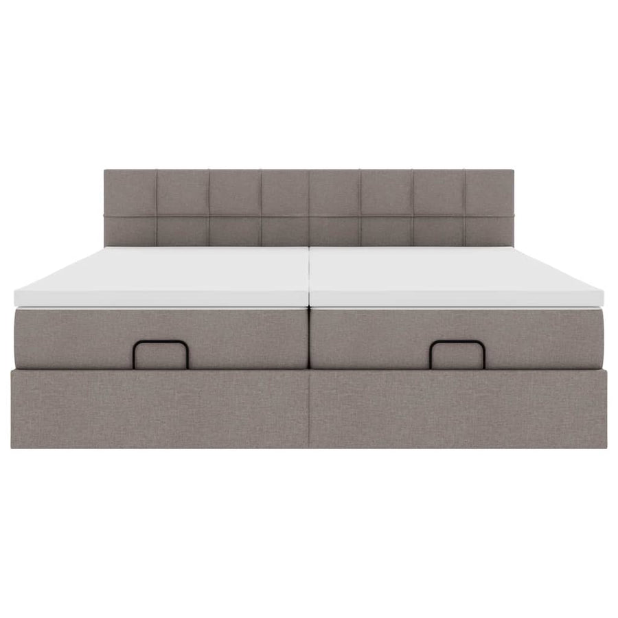 Ottoman bed met matrassen en LED's 160x200cm stof taupe