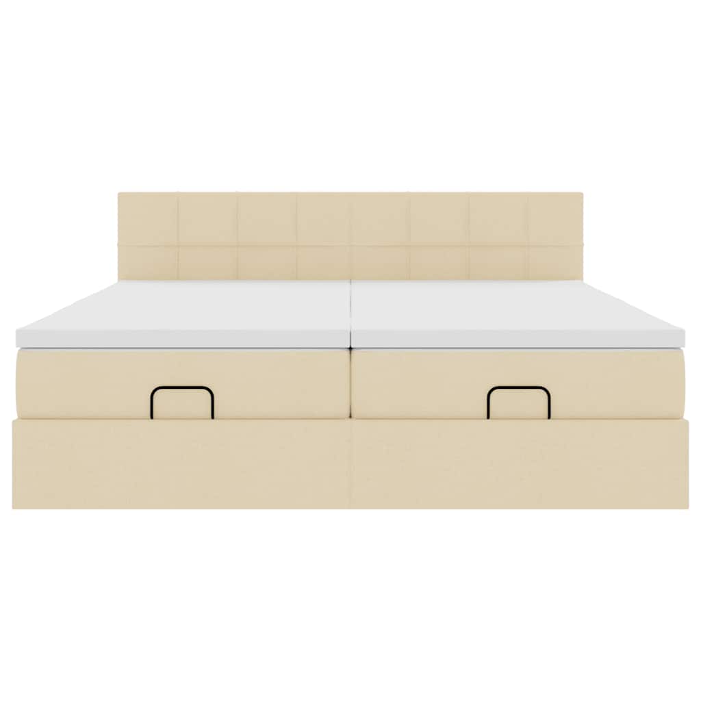 Ottoman bed met matrassen en LED's 160x200cm stof crèmekleurig