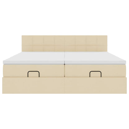 Ottoman bed met matrassen en LED's 160x200cm stof crèmekleurig