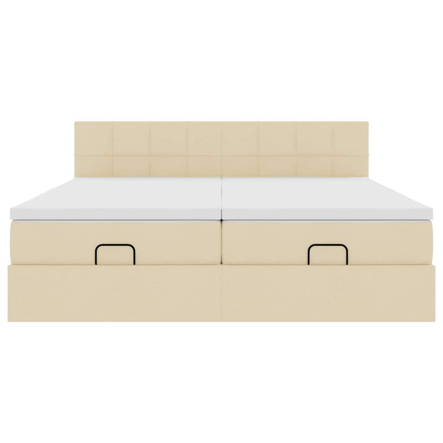 Ottoman bed met matrassen en LED's 160x200cm stof crèmekleurig