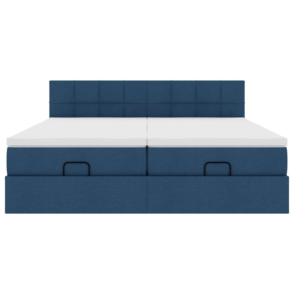 Ottoman bed met matrassen en LED's 160x200cm stof blauw