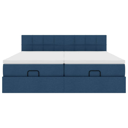 Ottoman bed met matrassen en LED's 160x200cm stof blauw