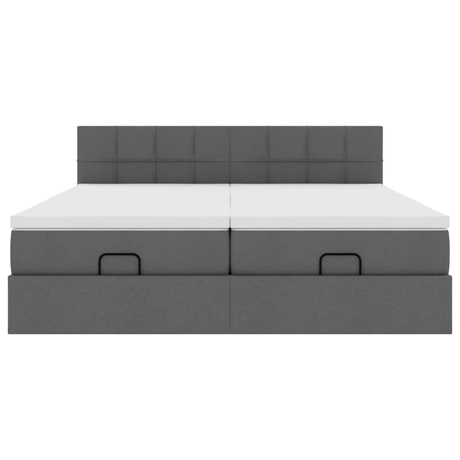Ottoman bed met matrassen en LED's 180x200cm stof donkergrijs