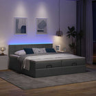 Ottomaan bed 180x200 cm donkergrijs met opbergruimte en LED