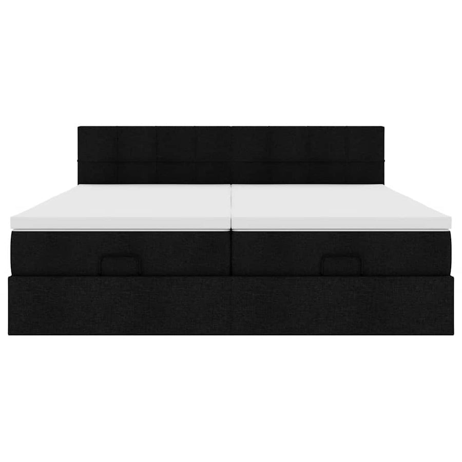 Ottoman bed met matrassen en LED's 180x200cm stof zwart