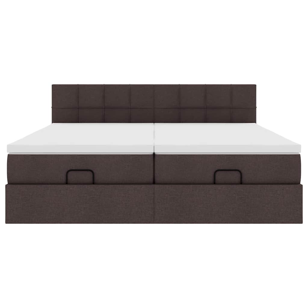Ottoman bed met matrassen en LED's 180x200cm stof donkerbruin
