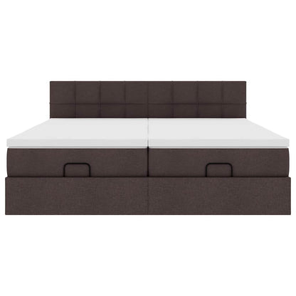 Ottoman bed met matrassen en LED's 180x200cm stof donkerbruin