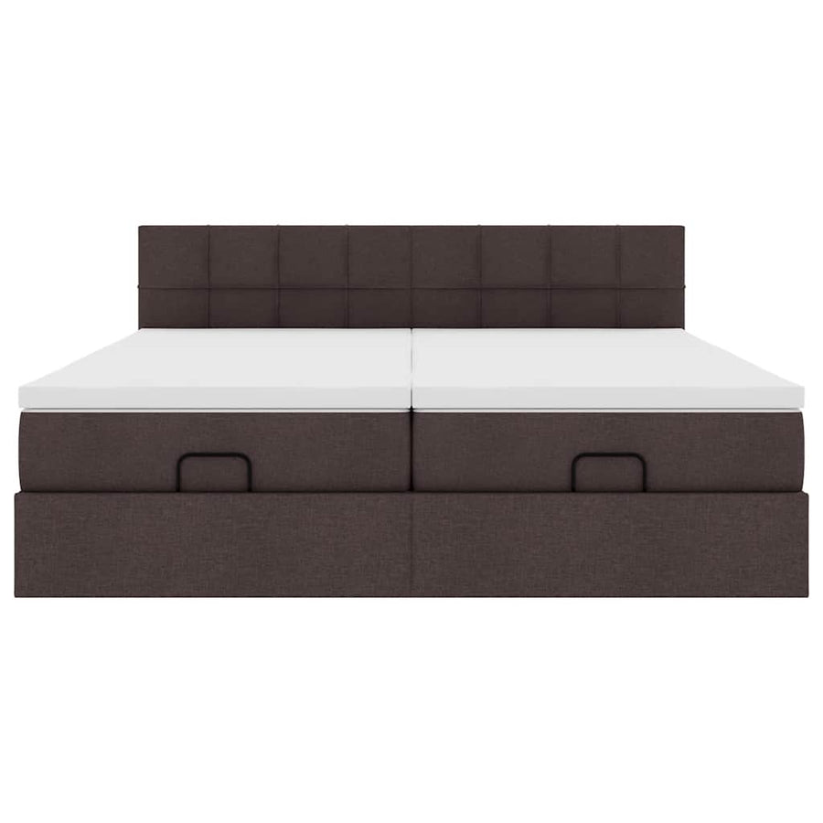 Ottoman bed met matrassen en LED's 180x200cm stof donkerbruin