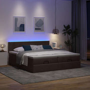 Ottomaans bed 180x200 cm donkerbruin stof met opbergruimte