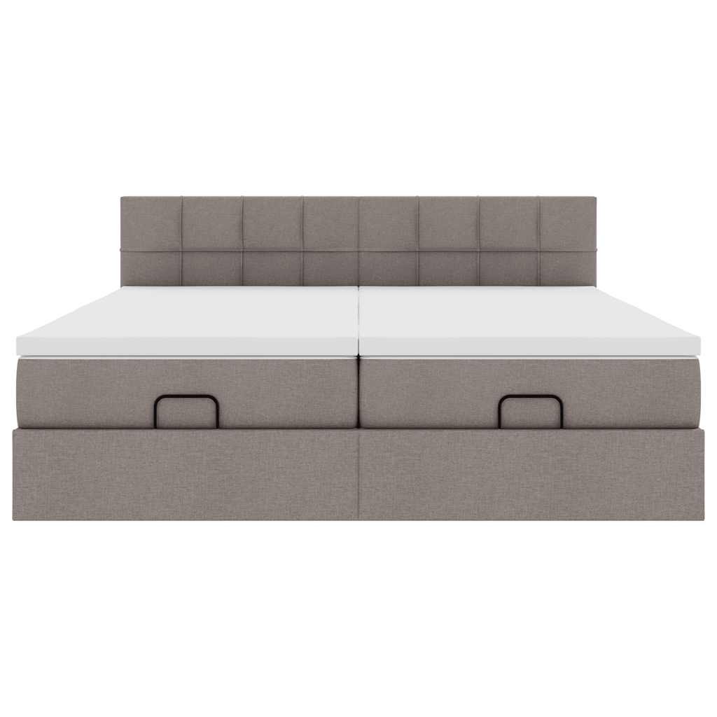 Ottoman bed met matrassen en LED's 180x200cm stof taupe