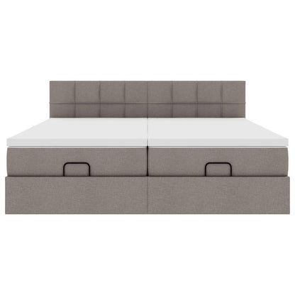 Ottoman bed met matrassen en LED's 180x200cm stof taupe