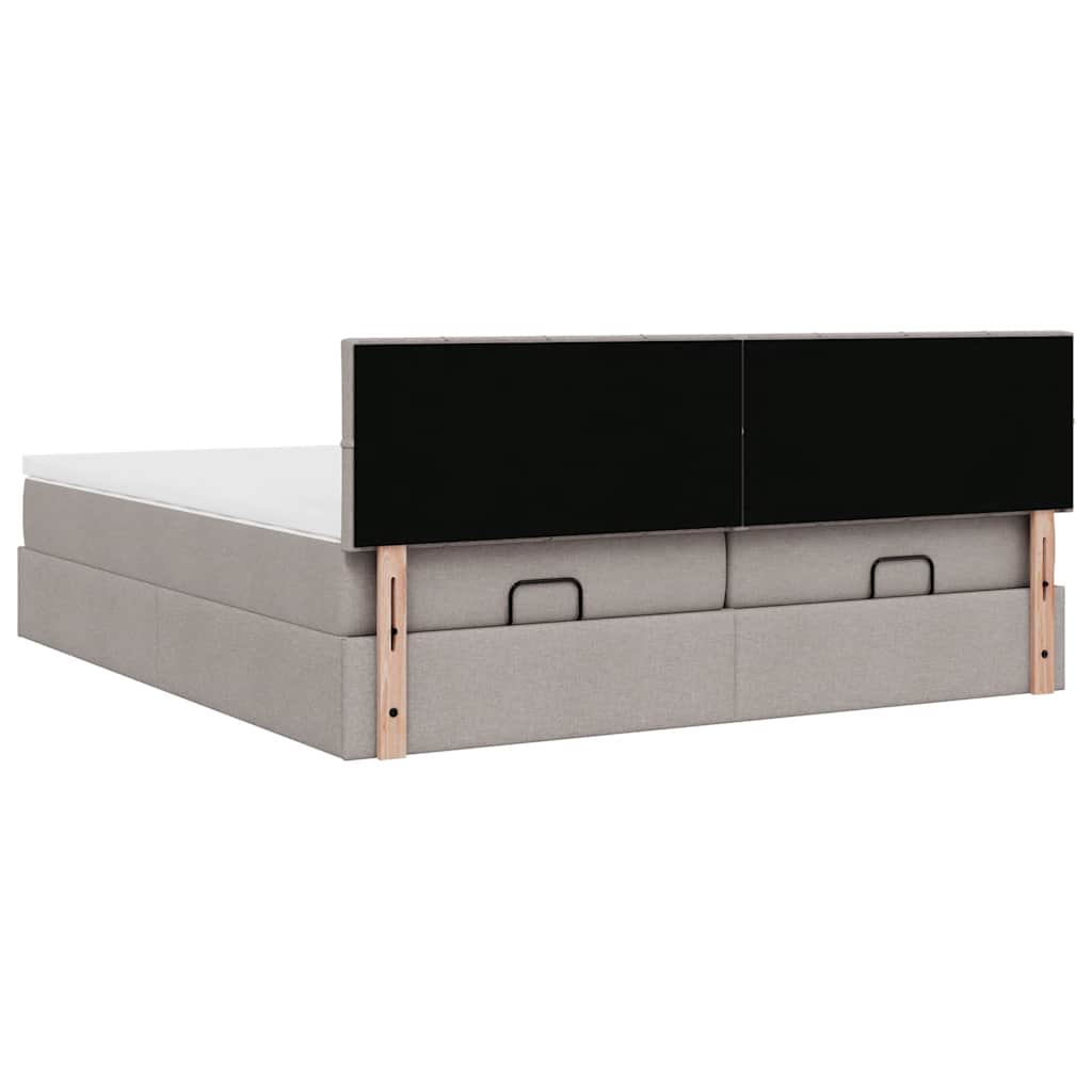 Ottoman bed met matrassen en LED's 180x200cm stof taupe