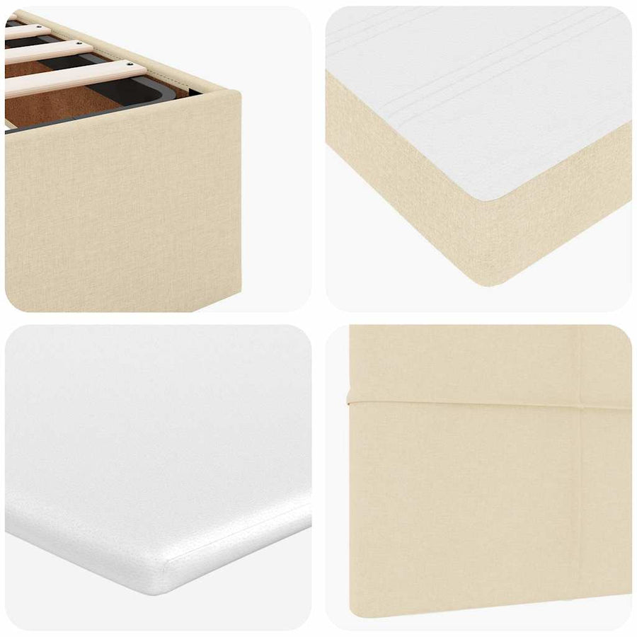 Ottoman bed met matrassen en LED's 180x200cm stof crèmekleurig