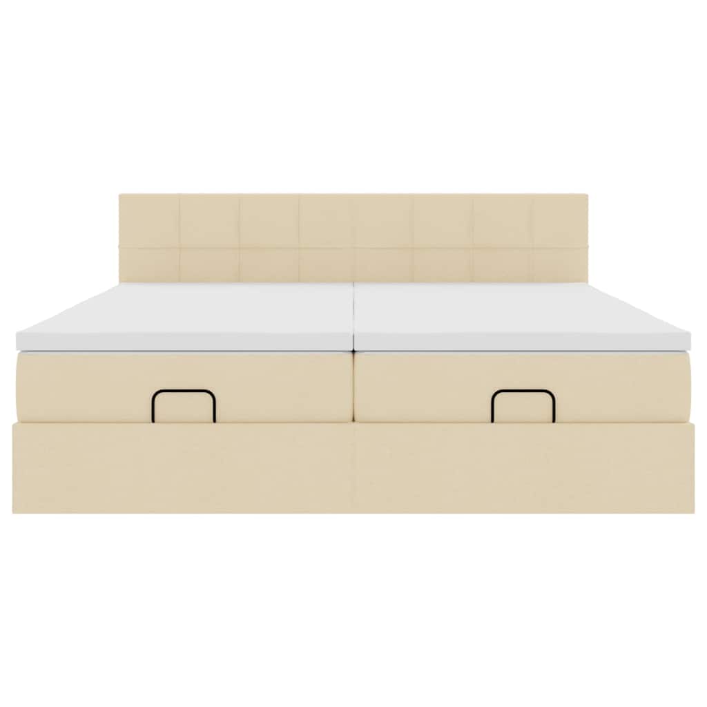 Ottoman bed met matrassen en LED's 180x200cm stof crèmekleurig