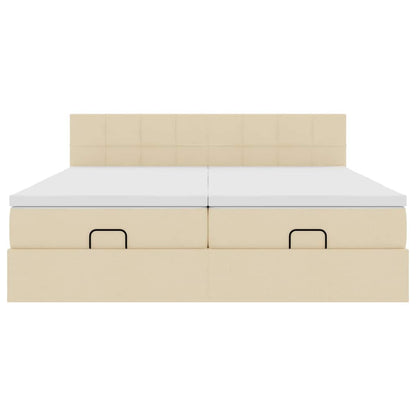 Ottoman bed met matrassen en LED's 180x200cm stof crèmekleurig