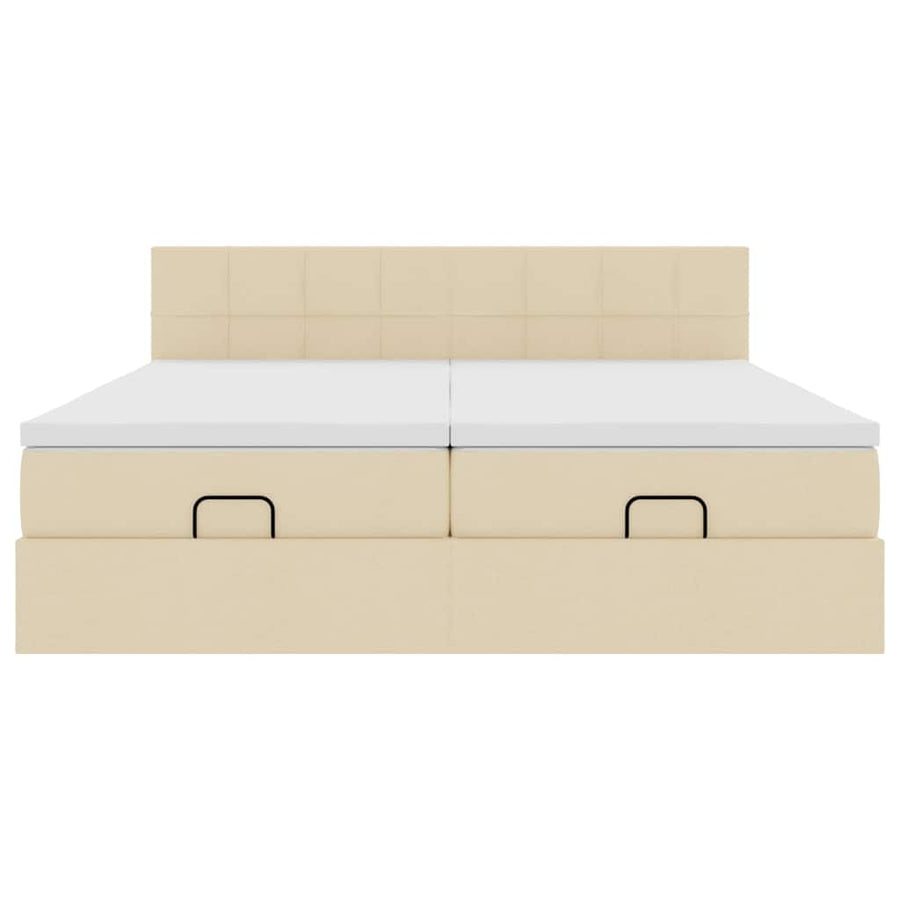 Ottoman bed met matrassen en LED's 180x200cm stof crèmekleurig