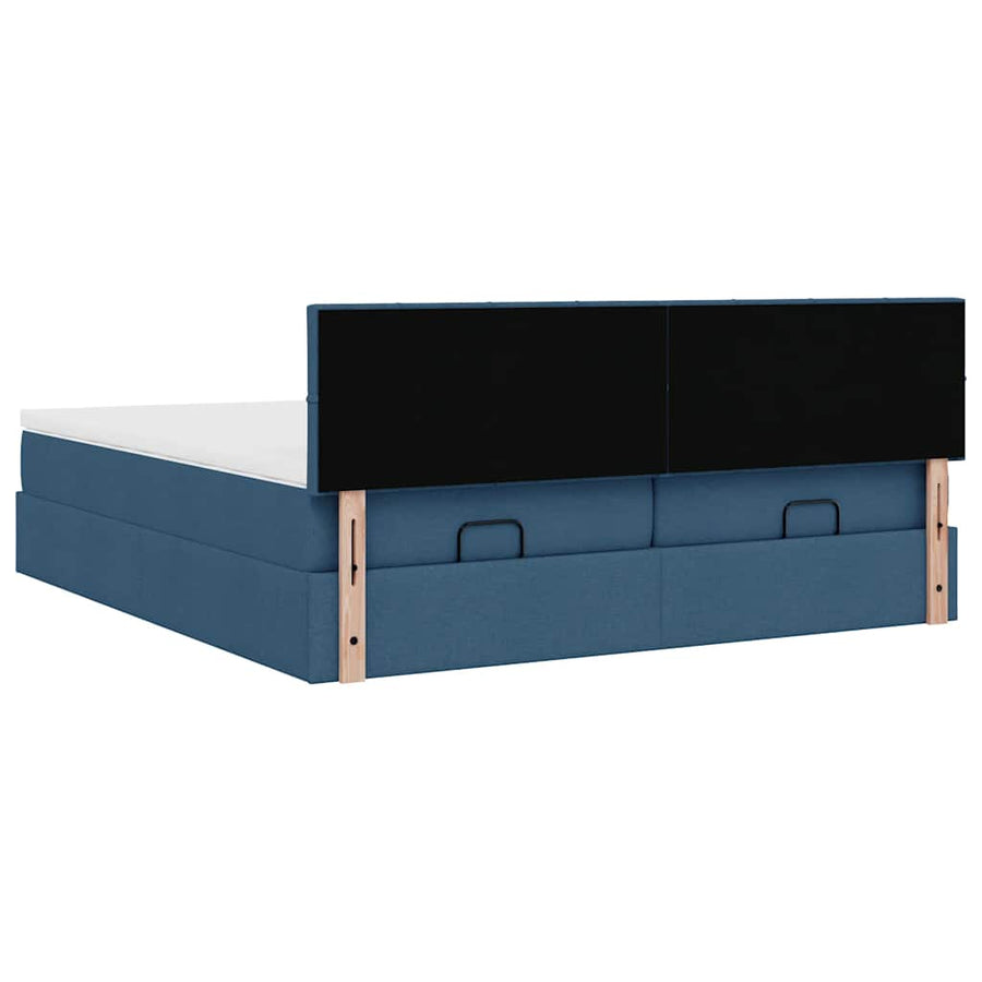 Ottoman bed met matrassen en LED's 180x200cm stof blauw