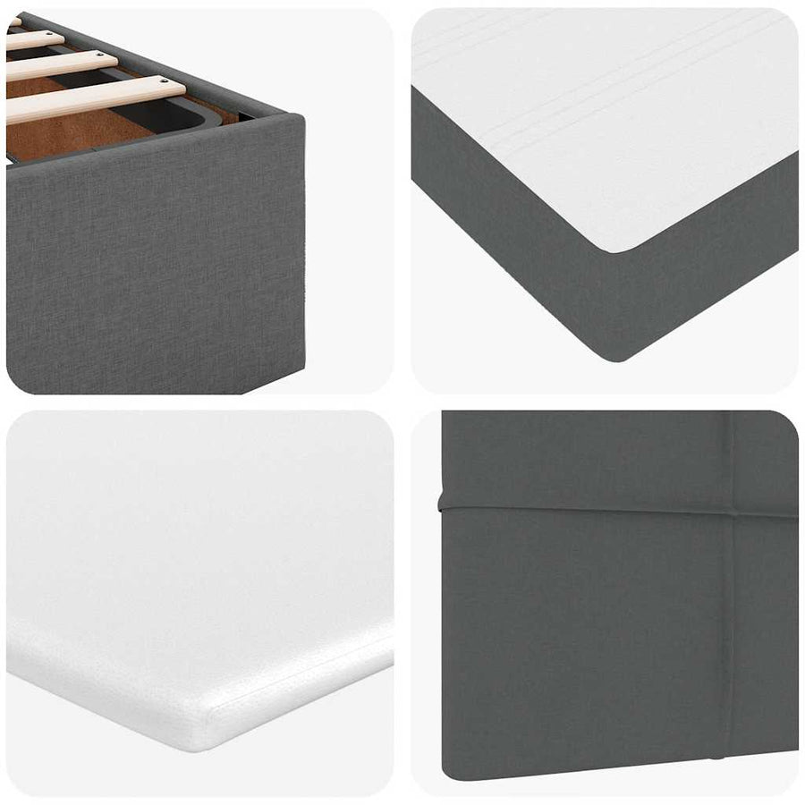 Ottoman bed met matrassen en LED's 200x200cm stof donkergrijs