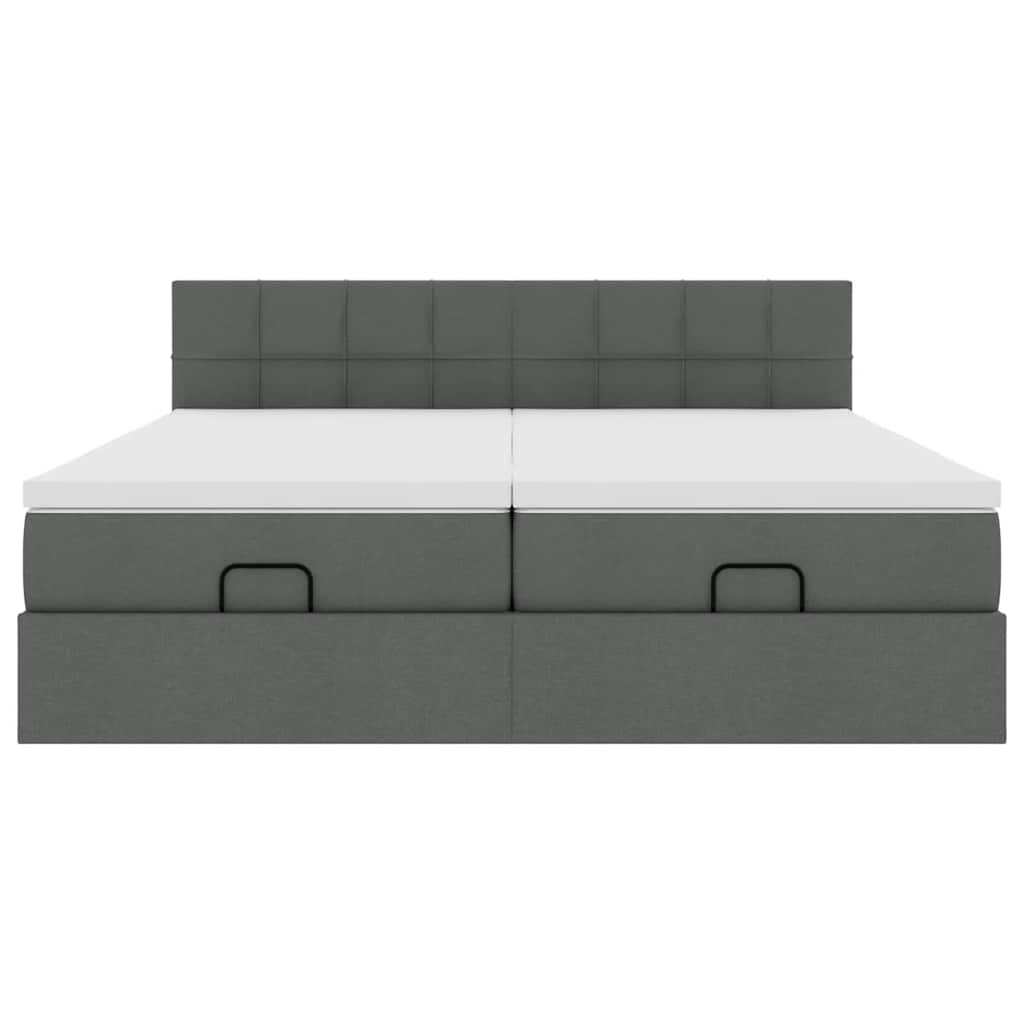 Ottoman bed met matrassen en LED's 200x200cm stof donkergrijs