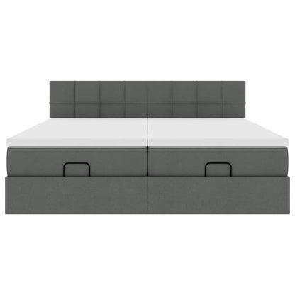 Ottoman bed met matrassen en LED's 200x200cm stof donkergrijs