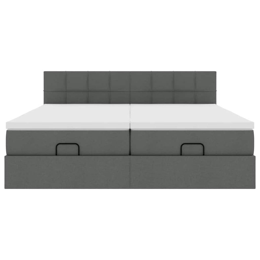 Ottoman bed met matrassen en LED's 200x200cm stof donkergrijs