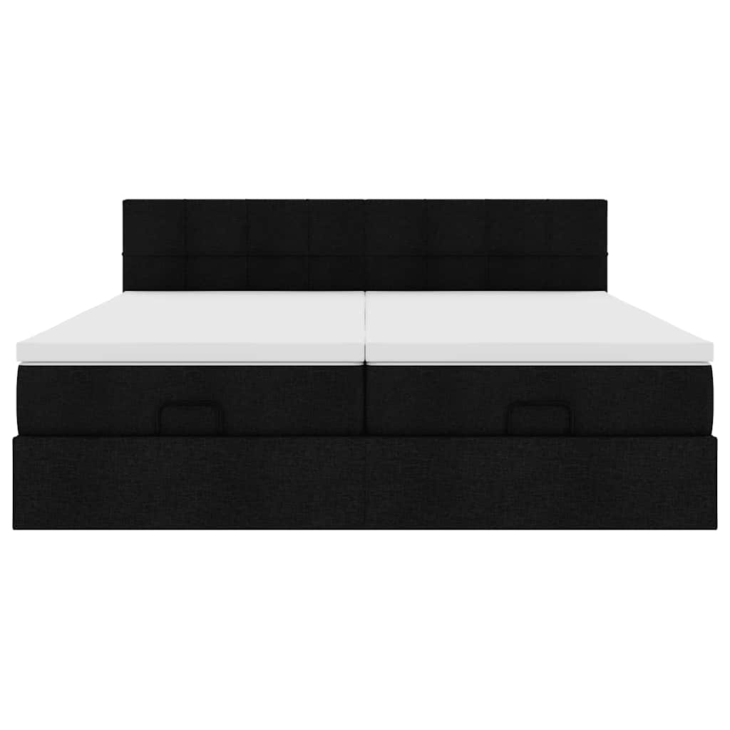 Ottoman bed met matrassen en LED's 200x200cm stof zwart