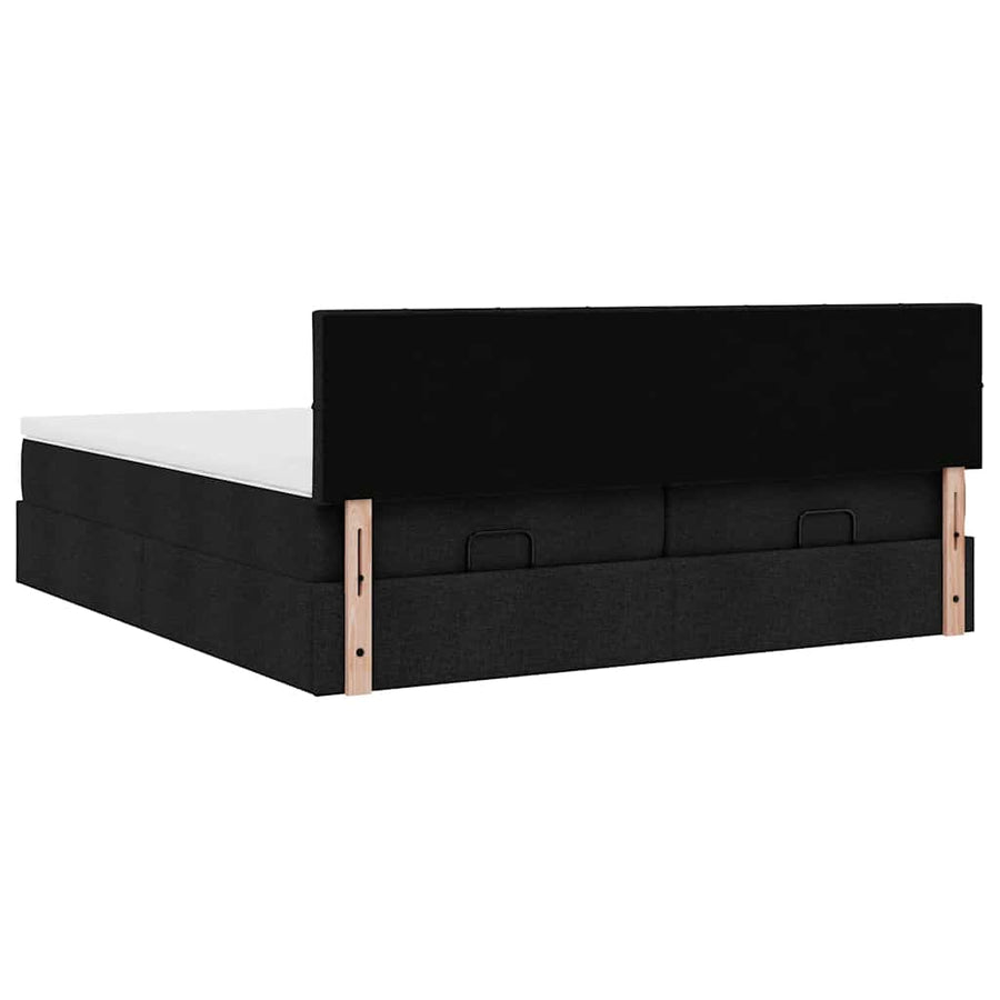 Ottoman bed met matrassen en LED's 200x200cm stof zwart