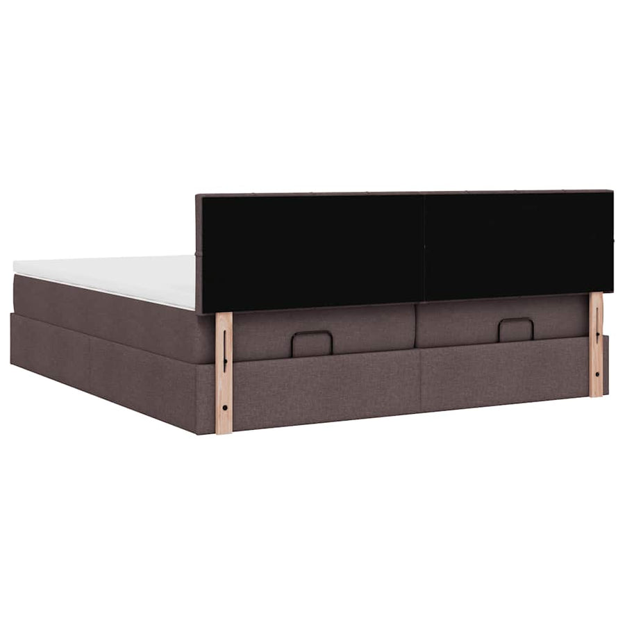 Ottoman bed met matrassen en LED's 200x200cm stof donkerbruin