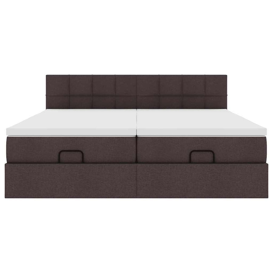 Ottoman bed met matrassen en LED's 200x200cm stof donkerbruin