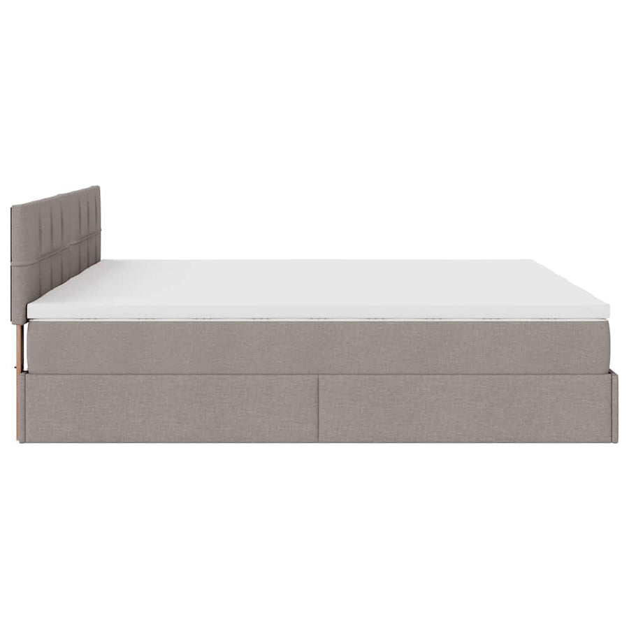 Ottoman bed met matrassen en LED's 200x200cm stof taupe