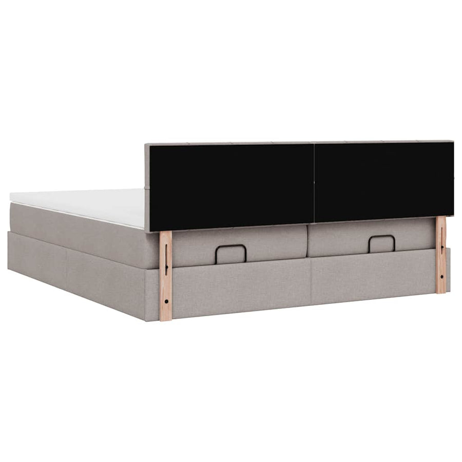 Ottoman bed met matrassen en LED's 200x200cm stof taupe