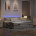 Ottoman bed 200x200 cm stof taupe met matrassen en LED