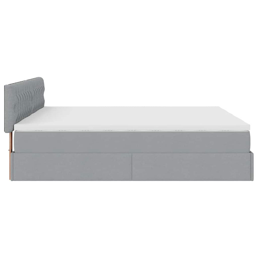 Ottoman bed met matrassen en LED's 160x200cm stof lichtgrijs