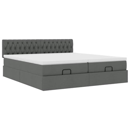 Ottoman bed met matrassen en LED's 160x200cm stof donkergrijs