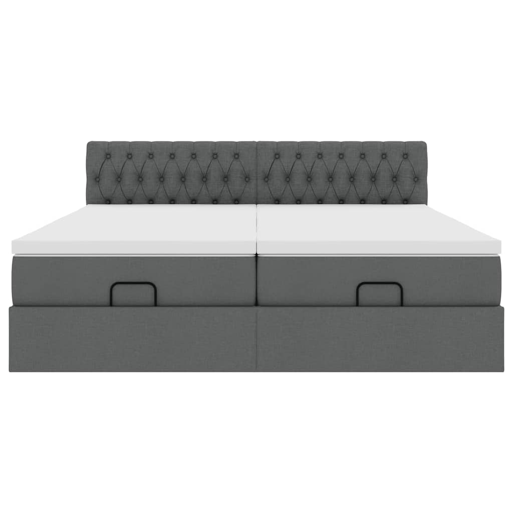 Ottoman bed met matrassen en LED's 160x200cm stof donkergrijs