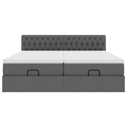 Ottoman bed met matrassen en LED's 160x200cm stof donkergrijs
