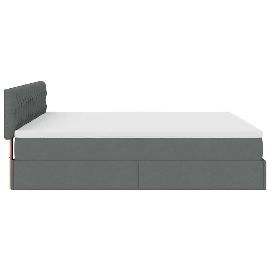 Ottoman bed met matrassen en LED's 160x200cm stof donkergrijs