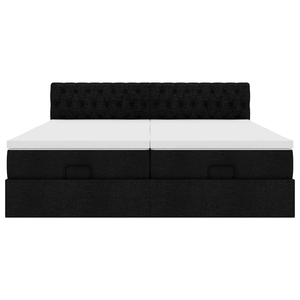Ottoman bed met matrassen en LED's 160x200cm stof zwart