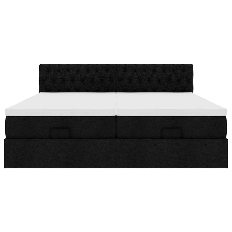 Ottoman bed met matrassen en LED's 160x200cm stof zwart