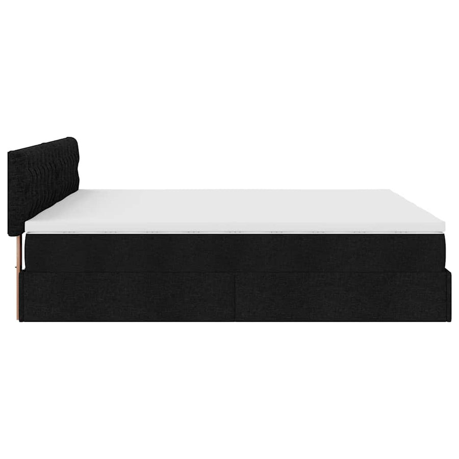 Ottoman bed met matrassen en LED's 160x200cm stof zwart