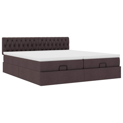 Ottoman bed met matrassen en LED's 160x200cm stof donkerbruin