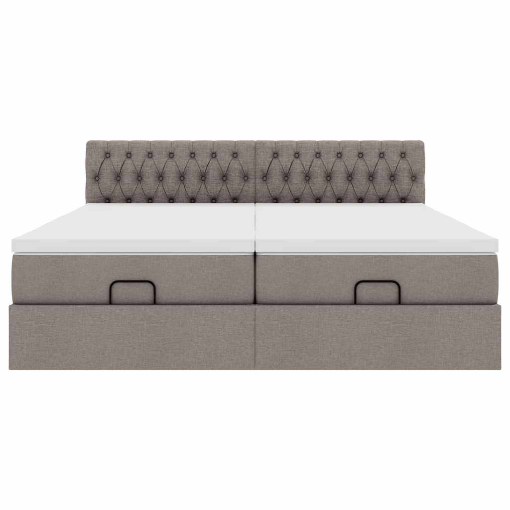 Ottoman bed met matrassen en LED's 160x200cm stof taupe